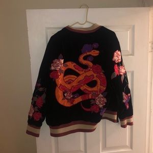 Ecote snake printed hand mans suede jacket
